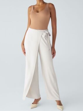 Halara Flex™ High Waisted Tie Side Wide Leg Work Pants NWT sz XS teak white